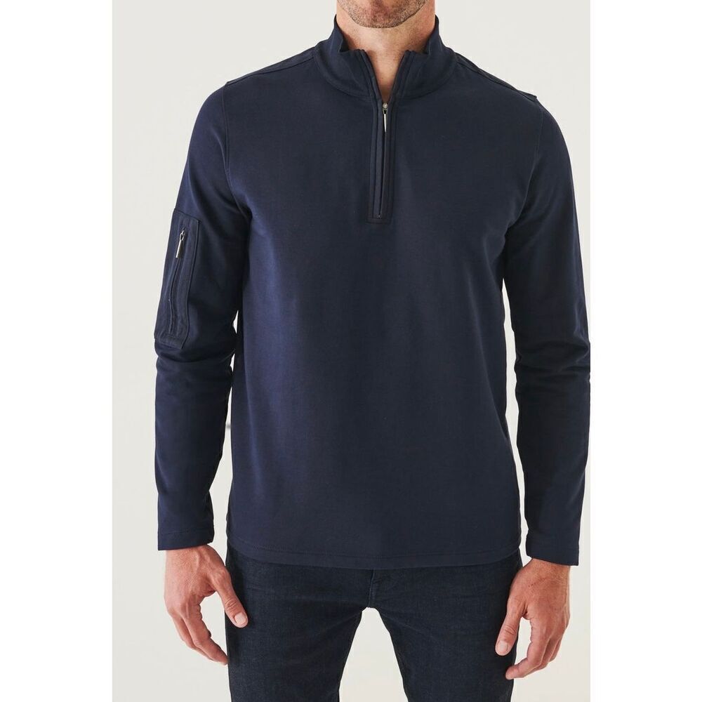 NWOT PATRICK ASSARAF PIMA STRETCH FLEECE QUARTER ZIP PULLOVER FITTED SWEATER M